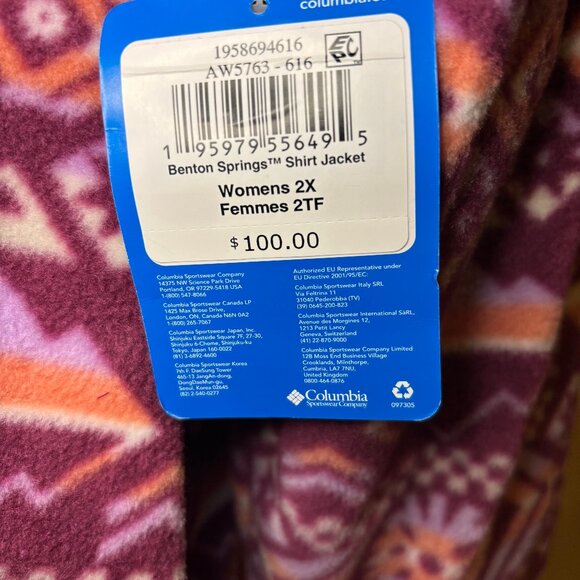 NWT Columbia Plus Size Benton Springs Long-Sleeve Shirt Jacket 2X Multi Color - Picture 5 of 6